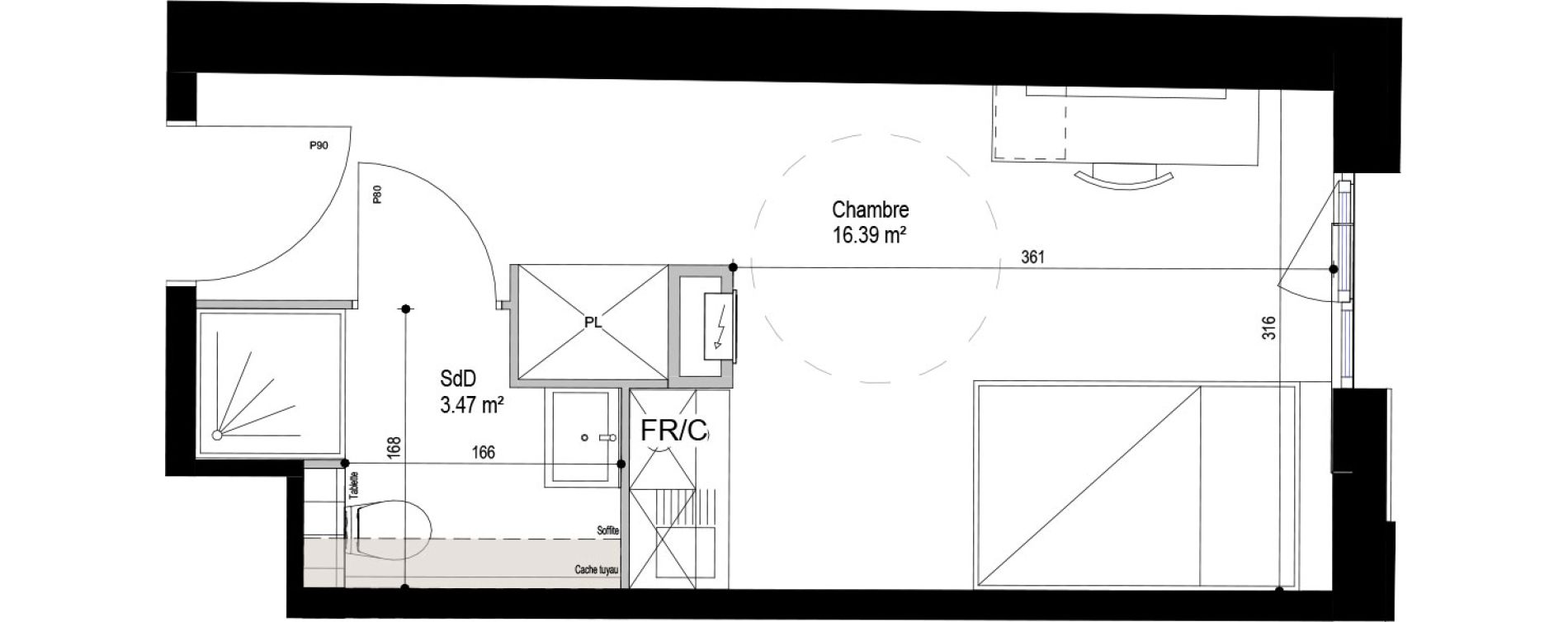 Appartement T1 meubl&eacute; de 19,86 m2 &agrave; Roubaix Esp&eacute;rance