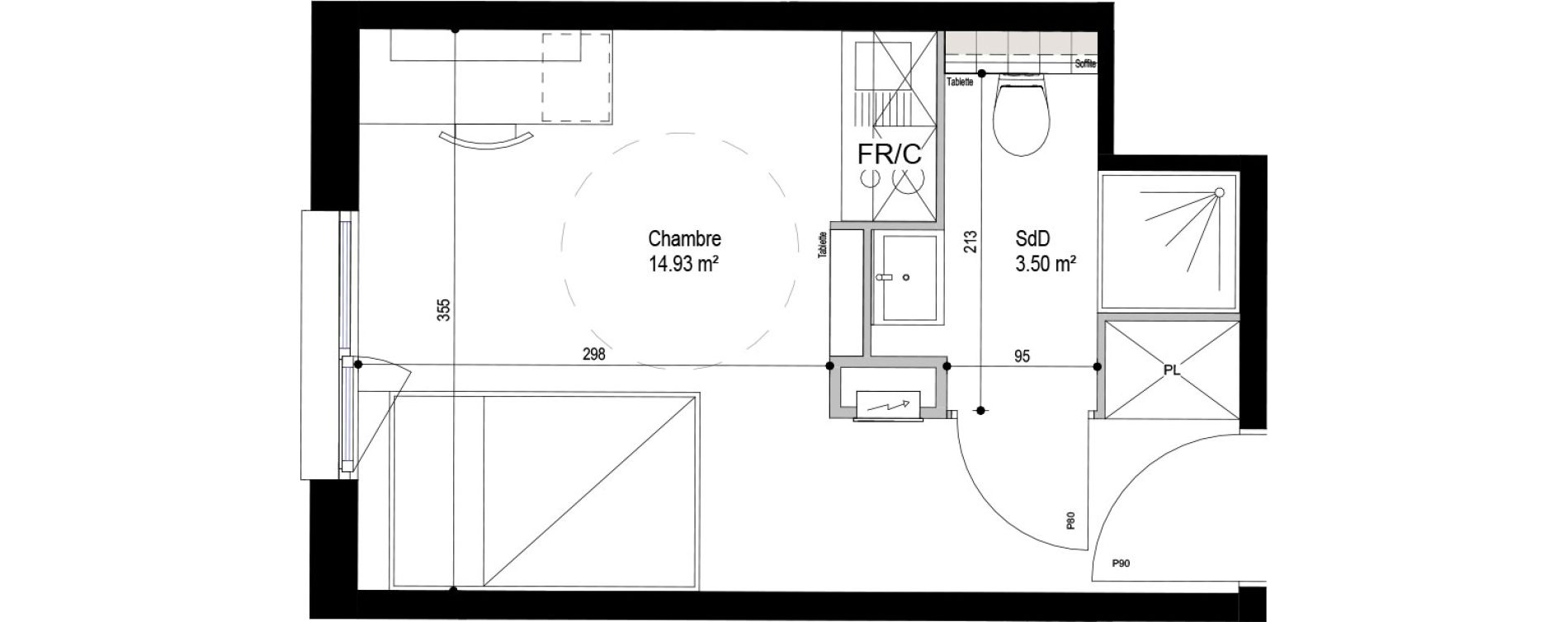 Appartement T1 meubl&eacute; de 18,43 m2 &agrave; Roubaix Esp&eacute;rance