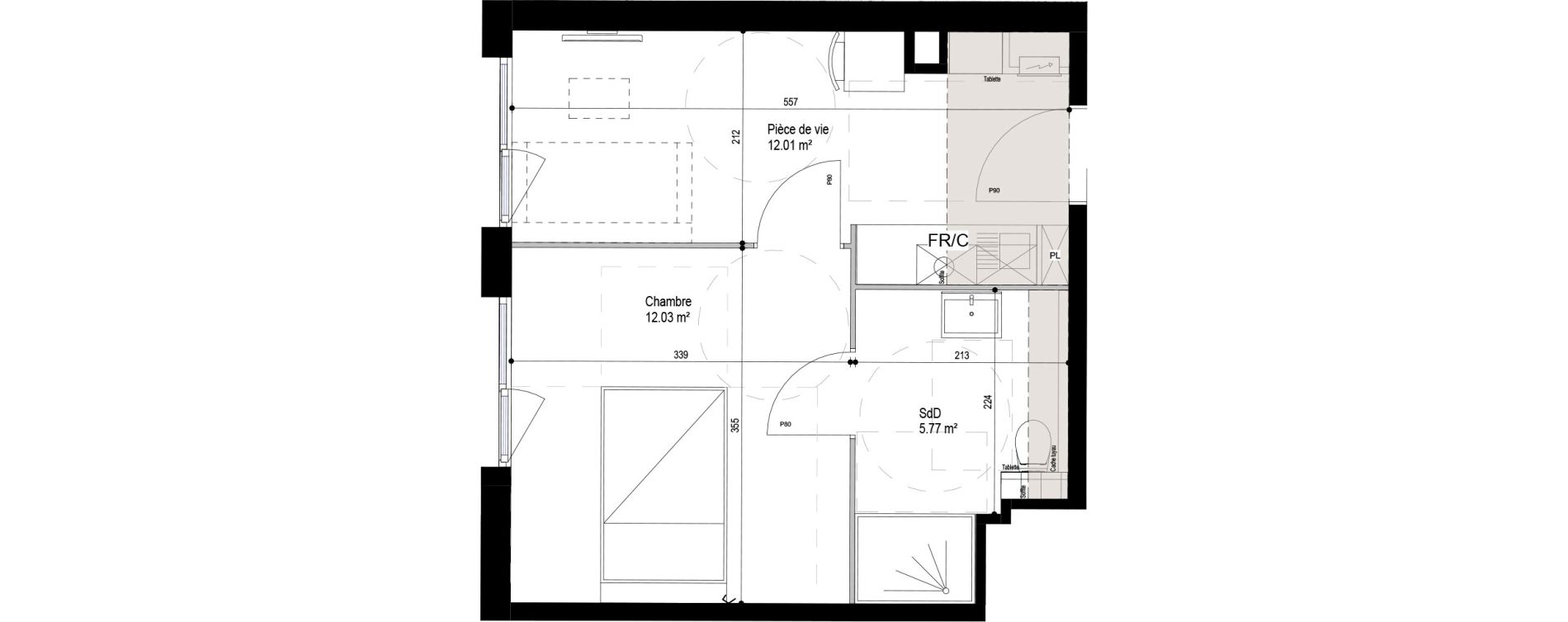 Appartement T2 meubl&eacute; de 29,81 m2 &agrave; Roubaix Esp&eacute;rance