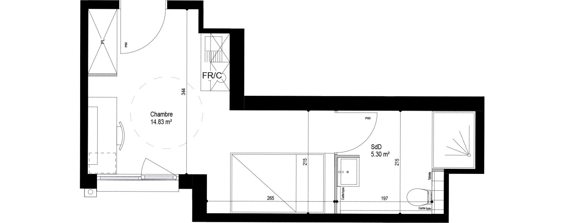 Appartement T1 meubl&eacute; de 20,13 m2 &agrave; Roubaix Esp&eacute;rance