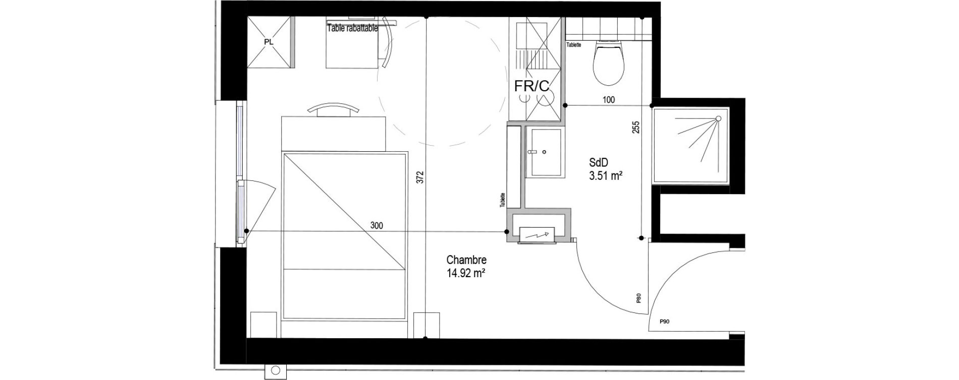 Appartement T1 meubl&eacute; de 18,43 m2 &agrave; Roubaix Esp&eacute;rance