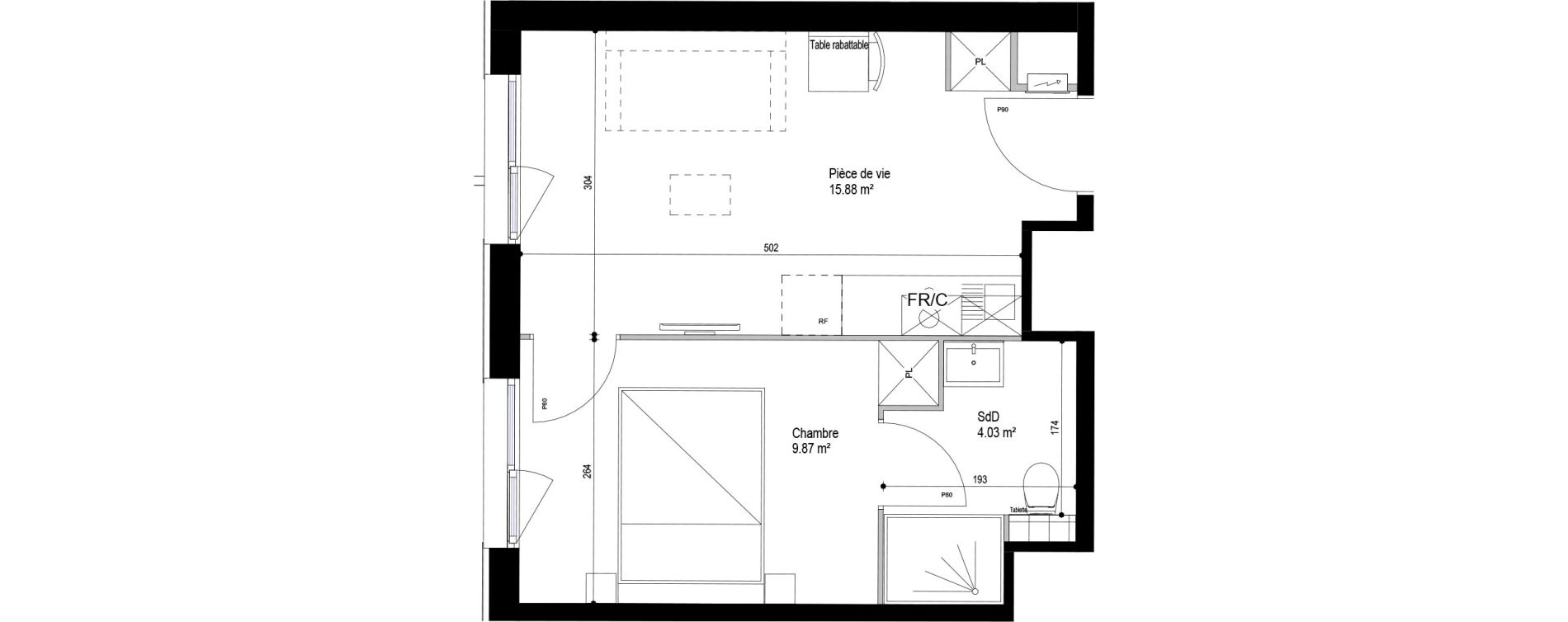 Appartement T2 meubl&eacute; de 29,78 m2 &agrave; Roubaix Esp&eacute;rance