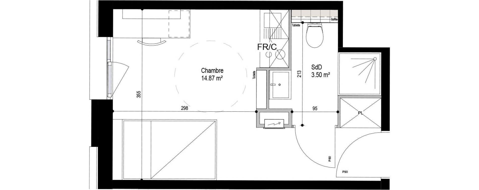Appartement T1 meubl&eacute; de 18,37 m2 &agrave; Roubaix Esp&eacute;rance