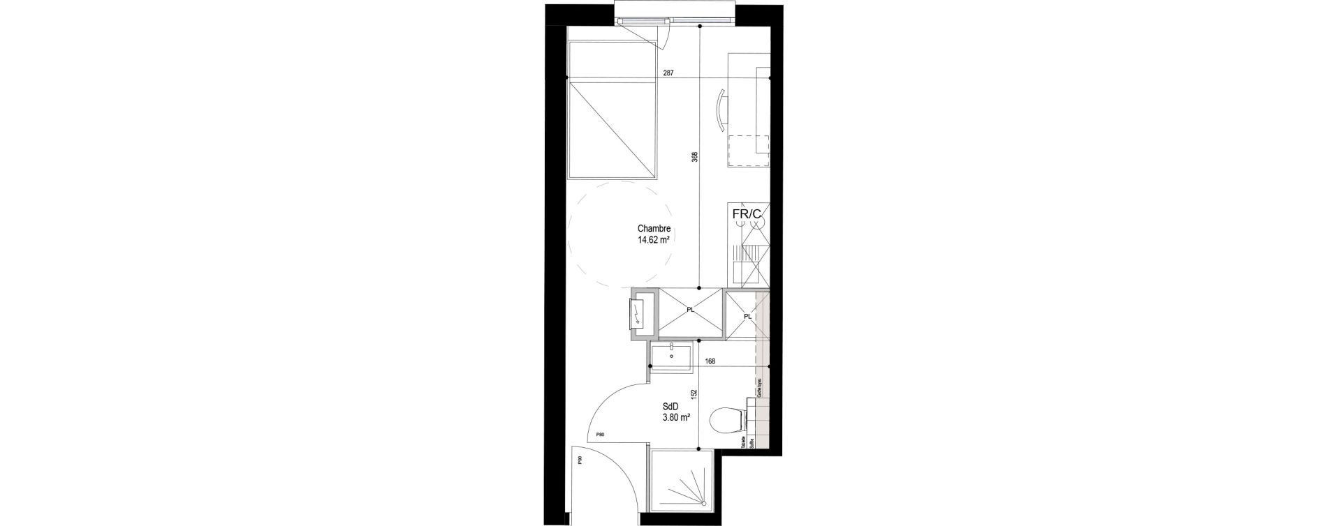 Appartement T1 meubl&eacute; de 18,42 m2 &agrave; Roubaix Esp&eacute;rance