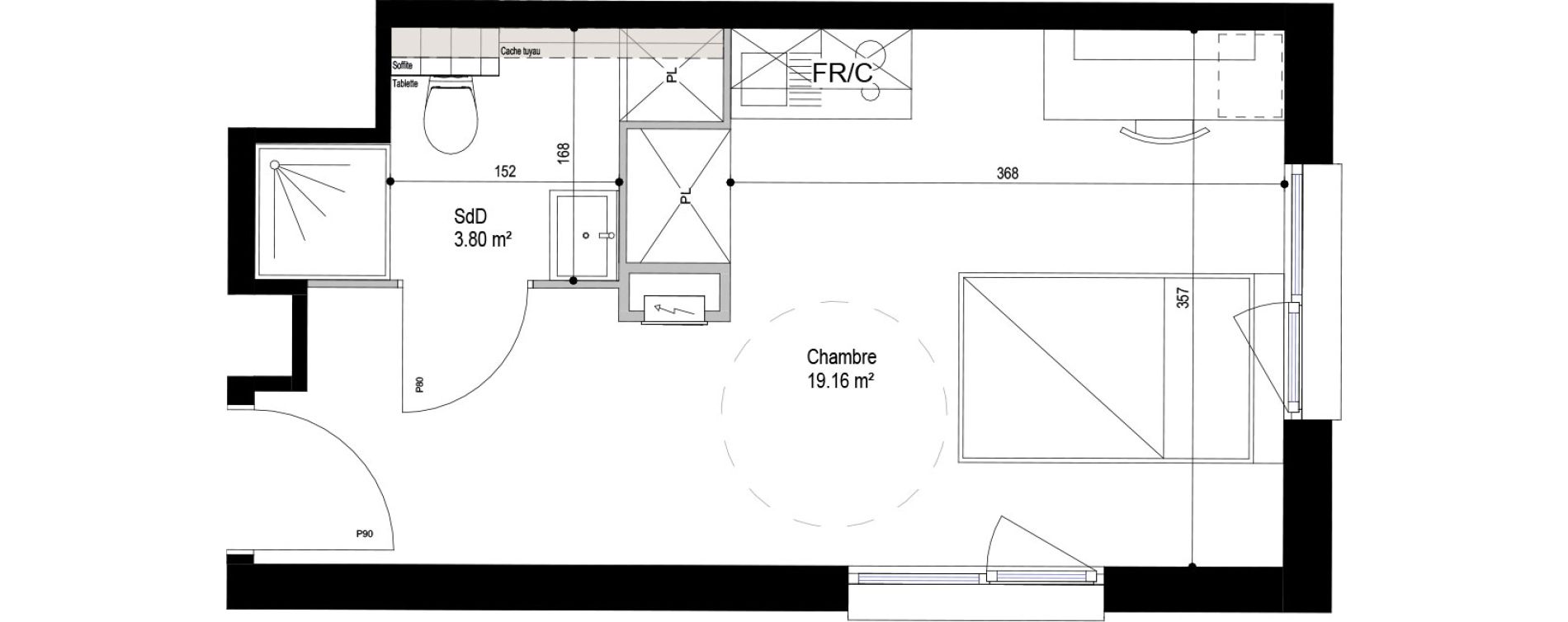 Appartement T1 meubl&eacute; de 22,96 m2 &agrave; Roubaix Esp&eacute;rance