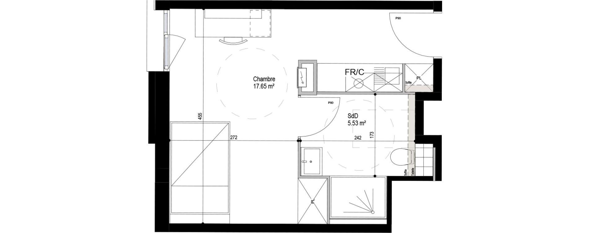 Appartement T1 meubl&eacute; de 23,18 m2 &agrave; Roubaix Esp&eacute;rance