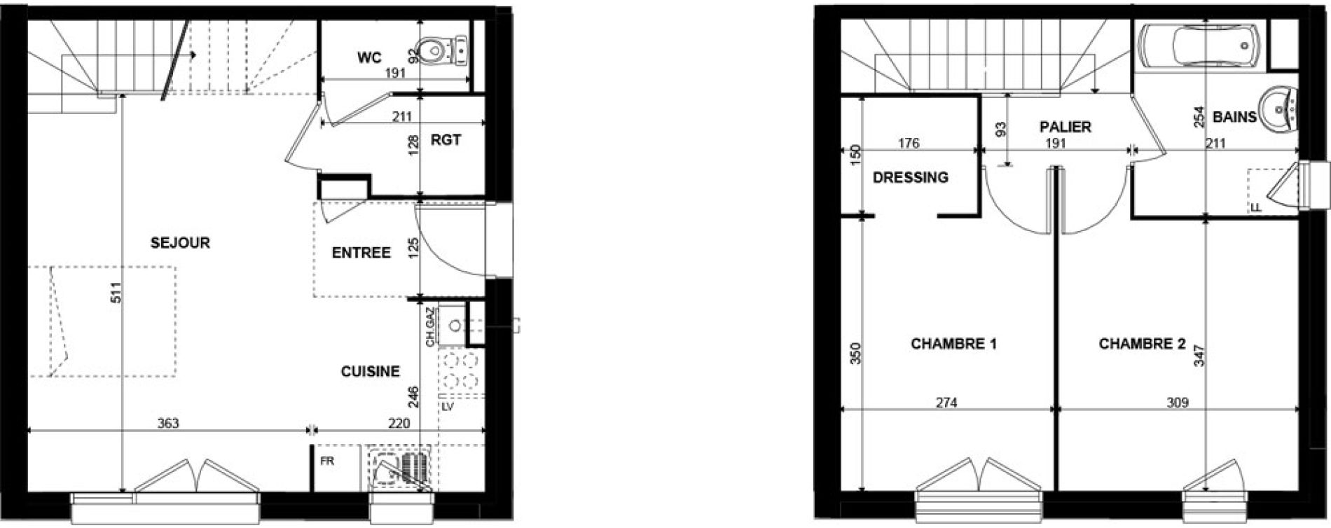 Duplex T3 de 62,99 m2 &agrave; Sainghin-En-M&eacute;lantois Centre