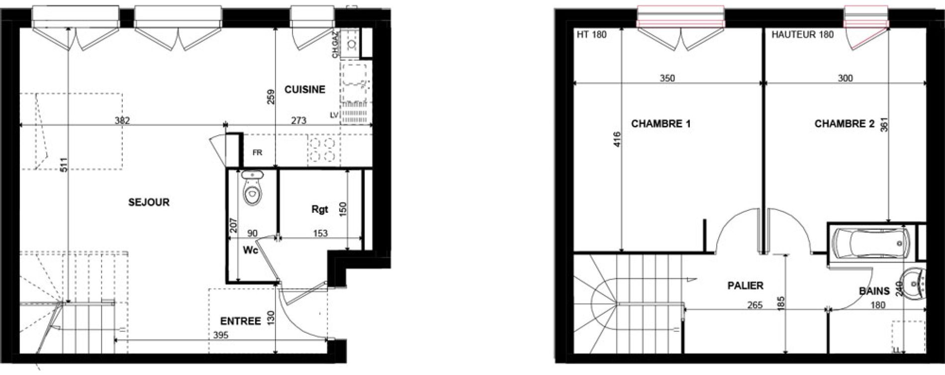 Duplex T3 de 69,65 m2 &agrave; Sainghin-En-M&eacute;lantois Centre