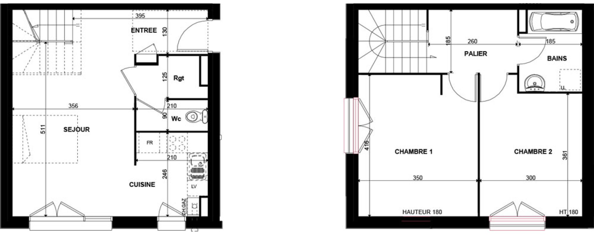 Duplex T3 de 66,03 m2 &agrave; Sainghin-En-M&eacute;lantois Centre