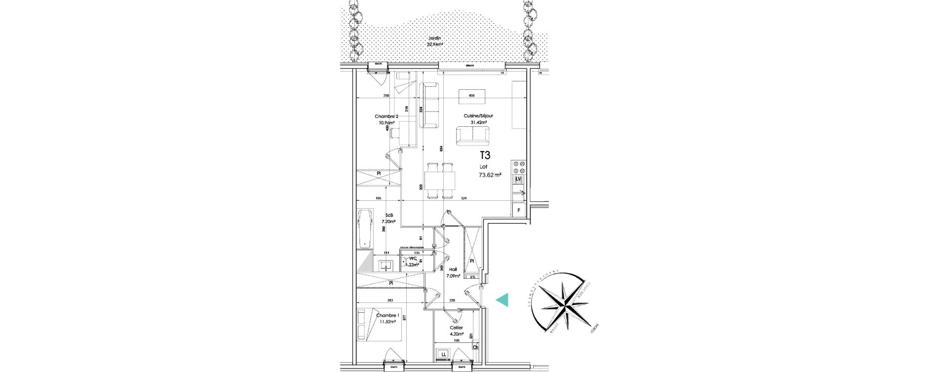 Appartement T3 de 73,62 m2 &agrave; Sainghin-En-Weppes Centre