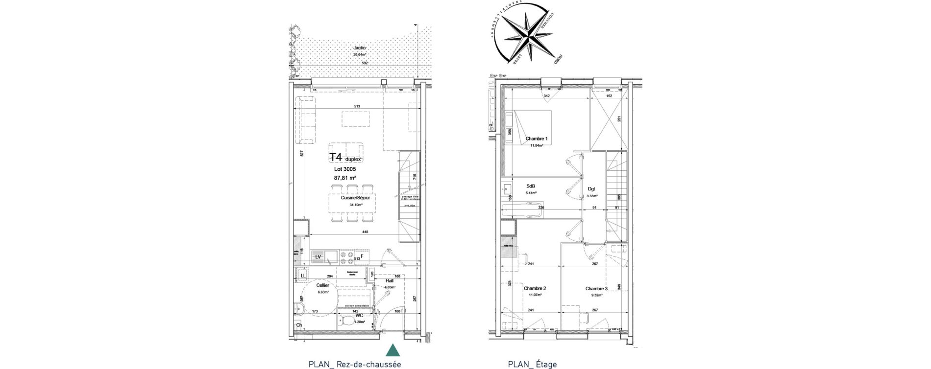 Duplex T4 de 87,81 m2 &agrave; Sainghin-En-Weppes Centre