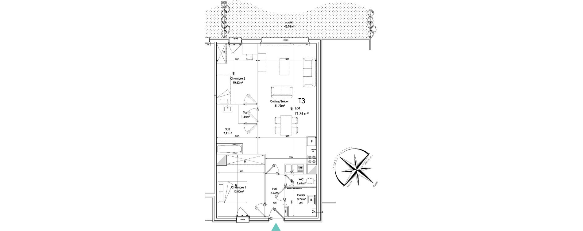 Appartement T3 de 71,76 m2 &agrave; Sainghin-En-Weppes Centre
