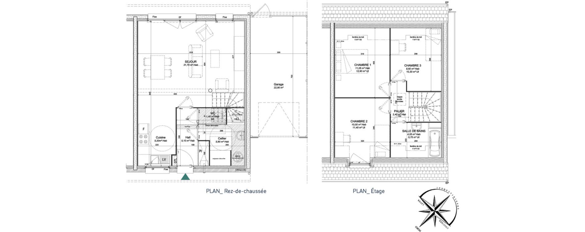 Maison T4 de 85,45 m2 à Sainghin-En-Weppes Centre
