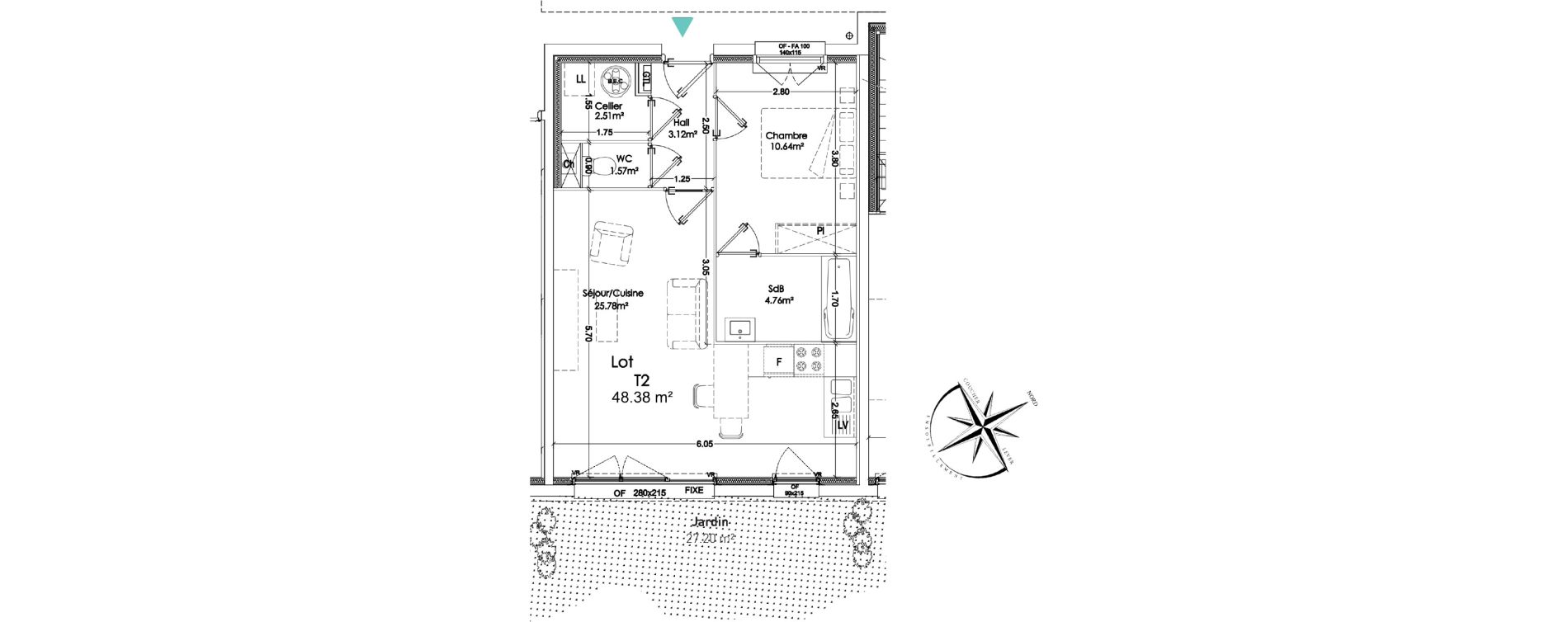 Maison T2 de 48,38 m2 &agrave; Sainghin-En-Weppes Centre