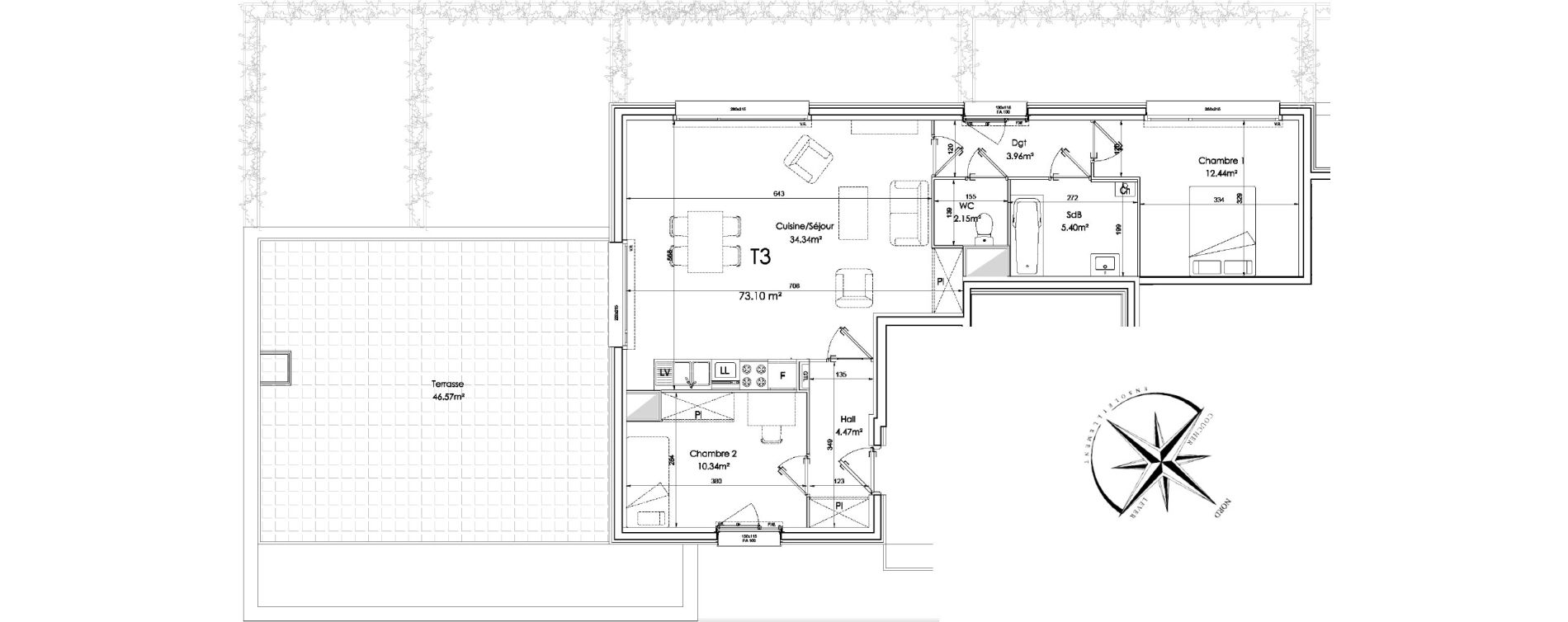 Appartement T3 de 73,10 m2 &agrave; Sainghin-En-Weppes Centre