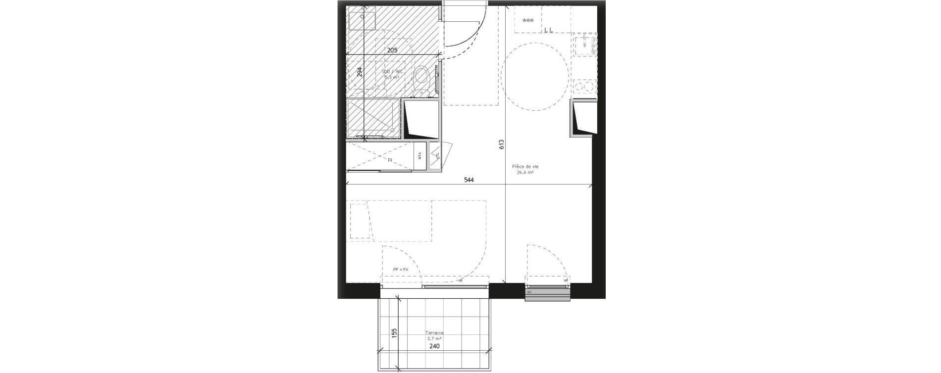 Appartement T1 de 31,90 m2 &agrave; Saint-Andr&eacute;-Lez-Lille Quai 22