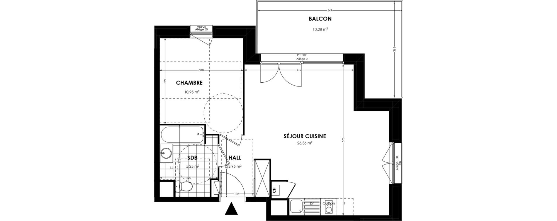 Appartement T2 de 46,51 m2 &agrave; Saint-Andr&eacute;-Lez-Lille Batailles et fleurs