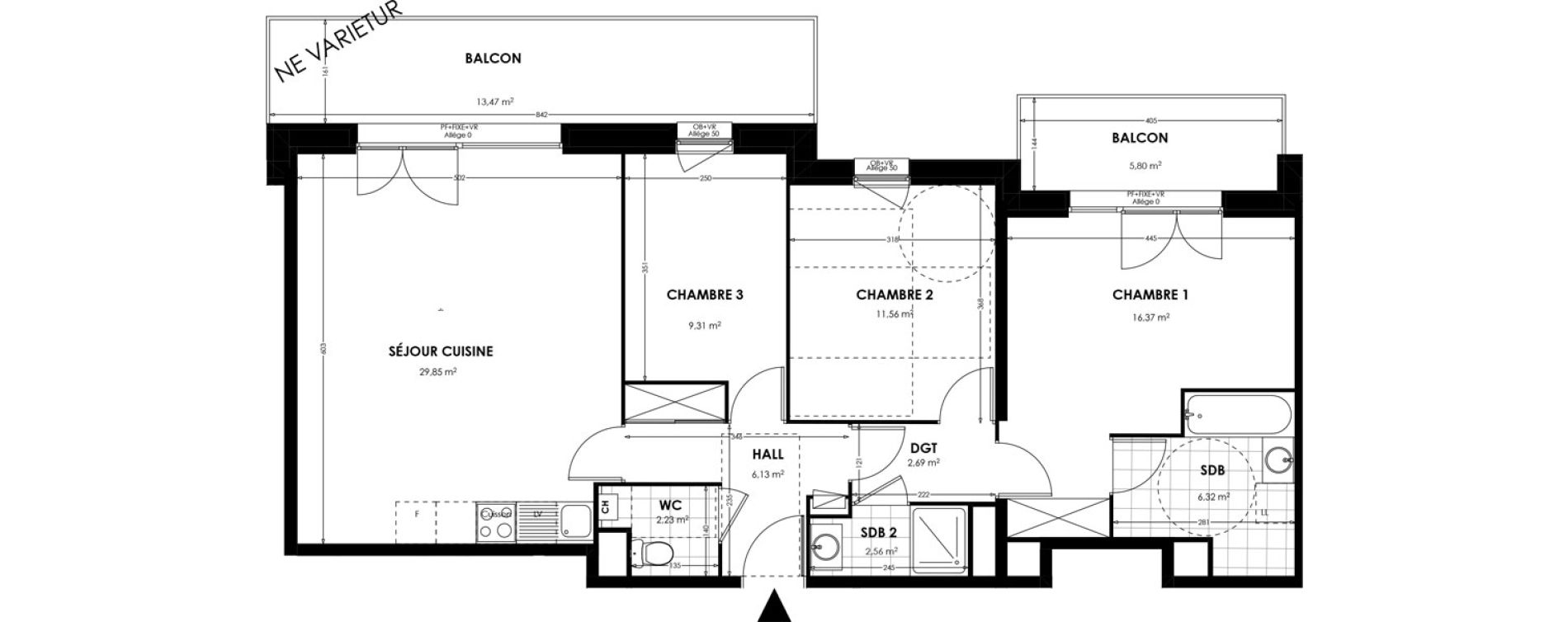 Appartement T4 de 87,02 m2 &agrave; Saint-Andr&eacute;-Lez-Lille Batailles et fleurs