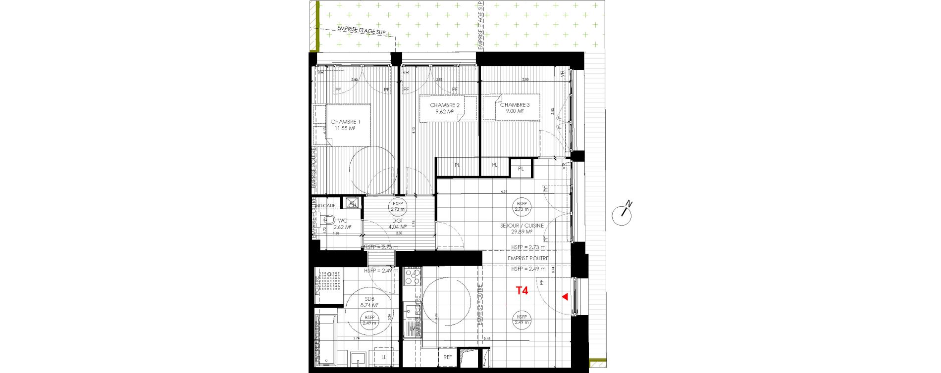Appartement T4 de 75,46 m2 &agrave; Saint-Andr&eacute;-Lez-Lille Centre