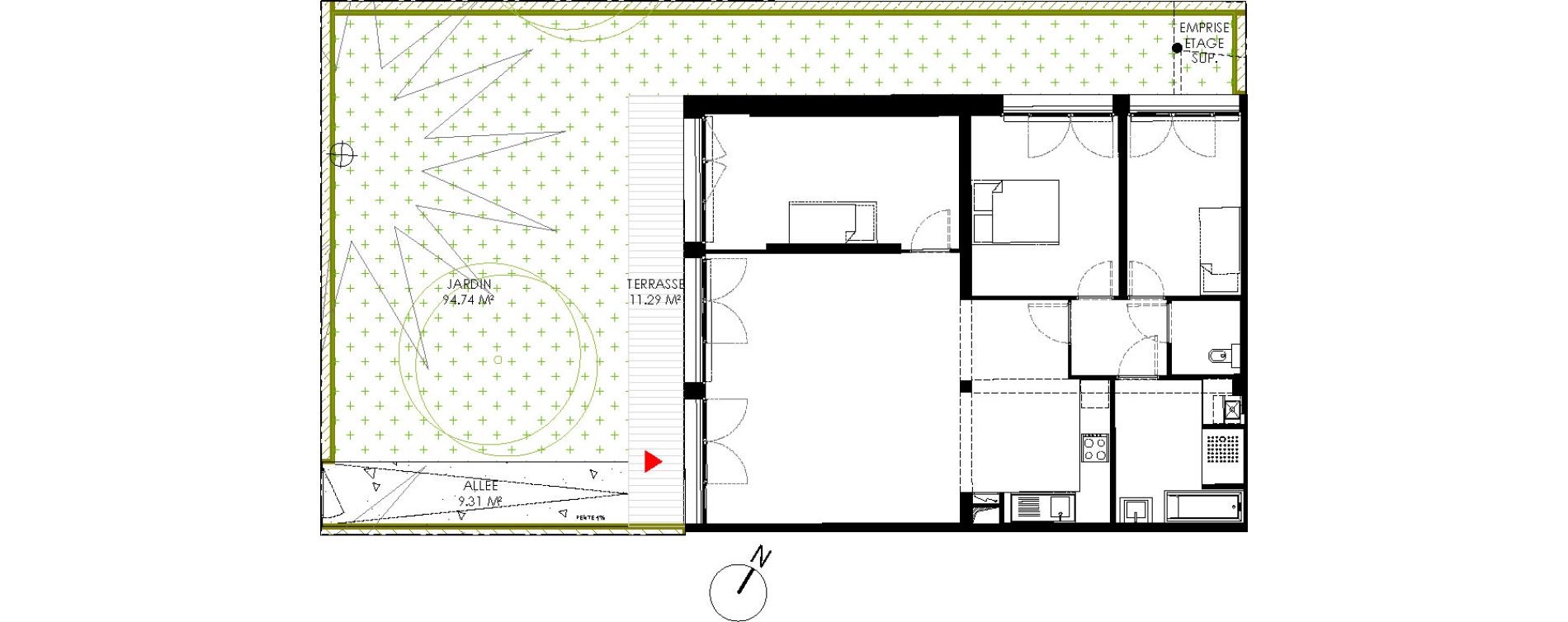 Appartement T4 de 97,68 m2 &agrave; Saint-Andr&eacute;-Lez-Lille Centre