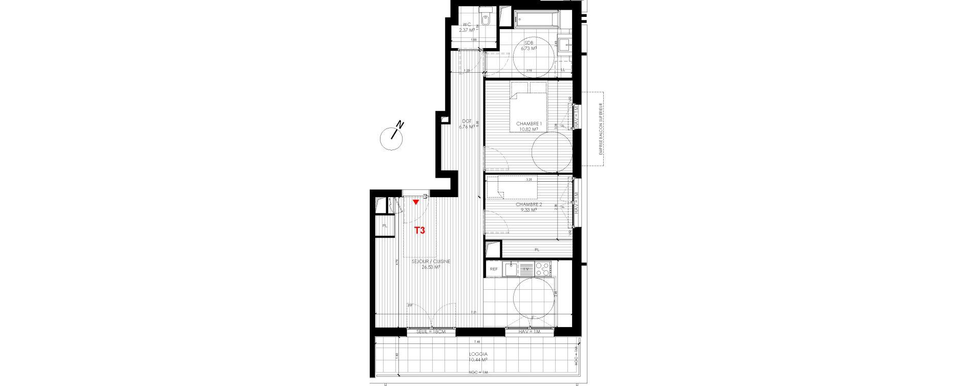 Appartement T3 de 62,55 m2 &agrave; Saint-Andr&eacute;-Lez-Lille Centre