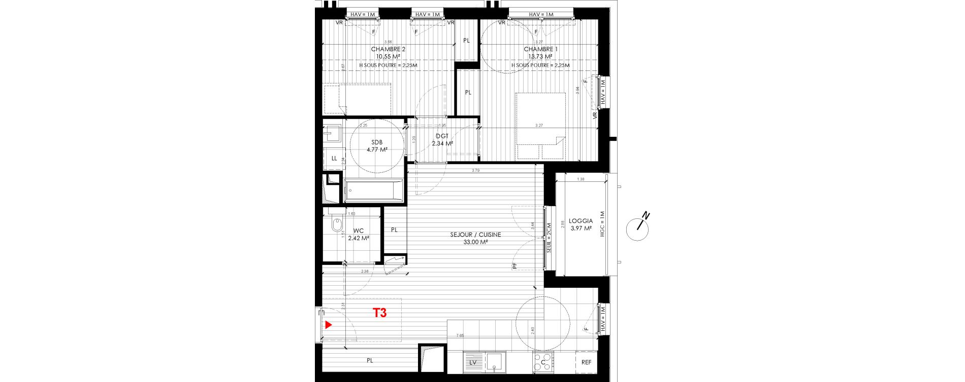 Appartement T3 de 64,38 m2 &agrave; Saint-Andr&eacute;-Lez-Lille Centre