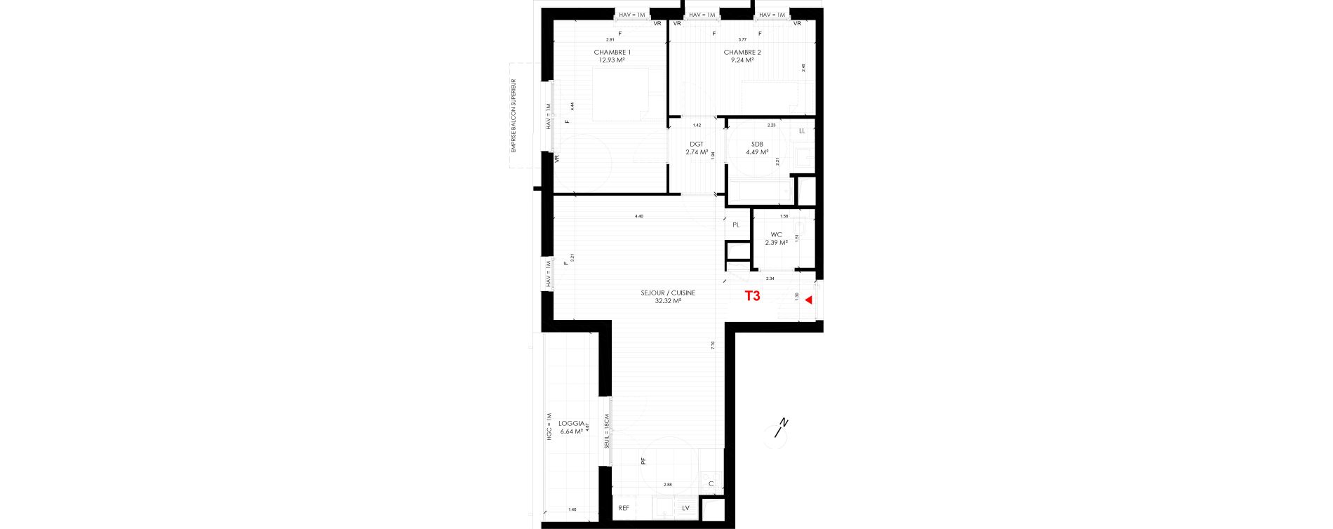 Appartement T3 de 64,12 m2 &agrave; Saint-Andr&eacute;-Lez-Lille Centre