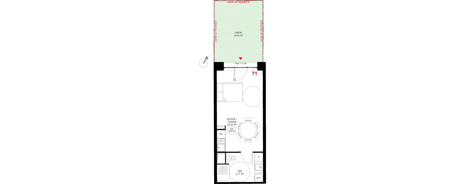 Appartement T1 de 26,99 m2 &agrave; Saint-Andr&eacute;-Lez-Lille Centre