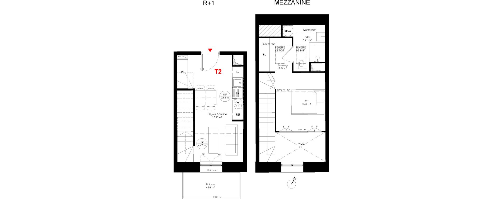 Duplex T2 de 34,64 m2 &agrave; Saint-Andr&eacute;-Lez-Lille Centre