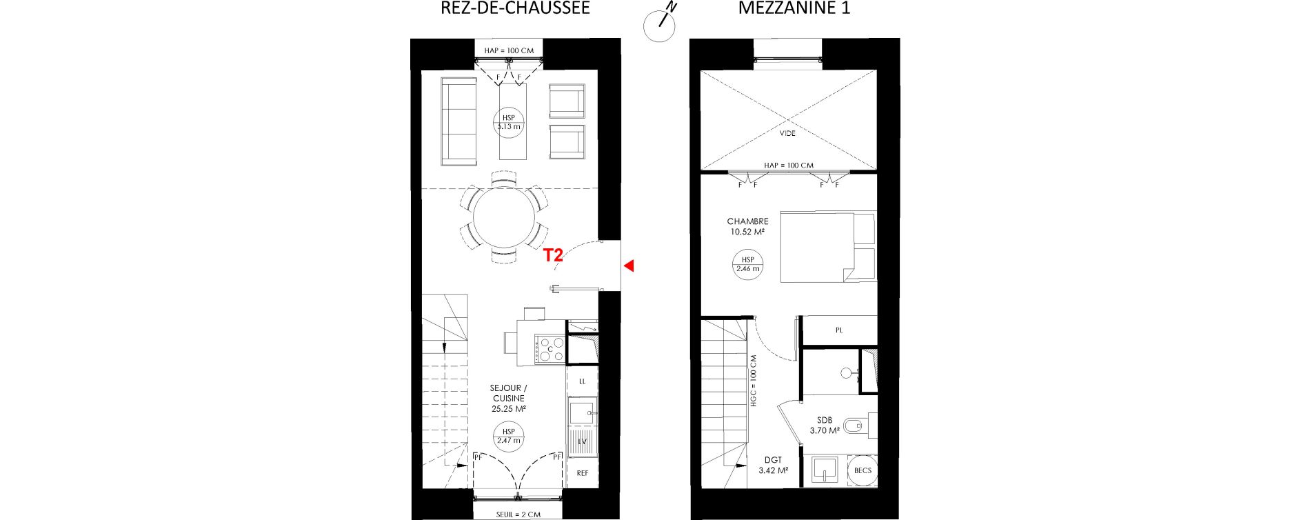 Duplex T2 de 42,88 m2 &agrave; Saint-Andr&eacute;-Lez-Lille Centre