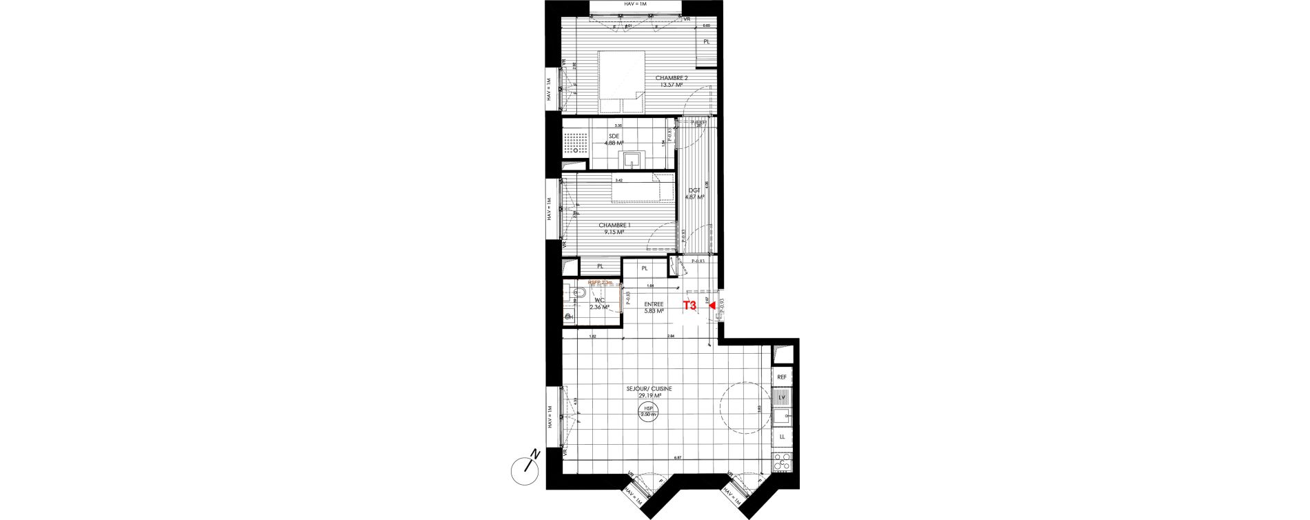 Appartement T3 de 69,85 m2 &agrave; Saint-Andr&eacute;-Lez-Lille Centre