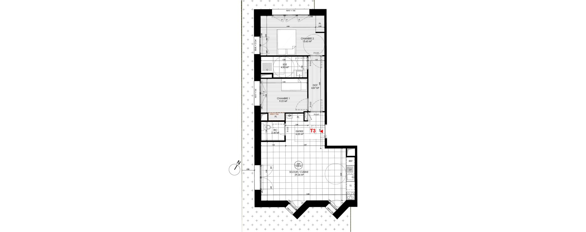 Appartement T3 de 70,32 m2 &agrave; Saint-Andr&eacute;-Lez-Lille Centre