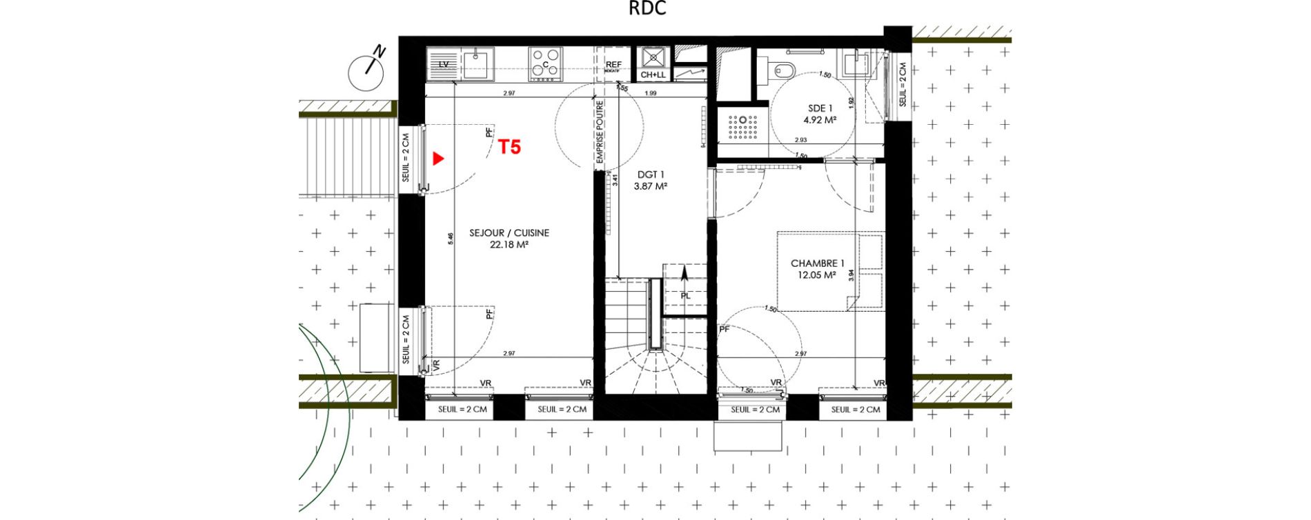 Duplex T5 de 86,23 m2 &agrave; Saint-Andr&eacute;-Lez-Lille Centre
