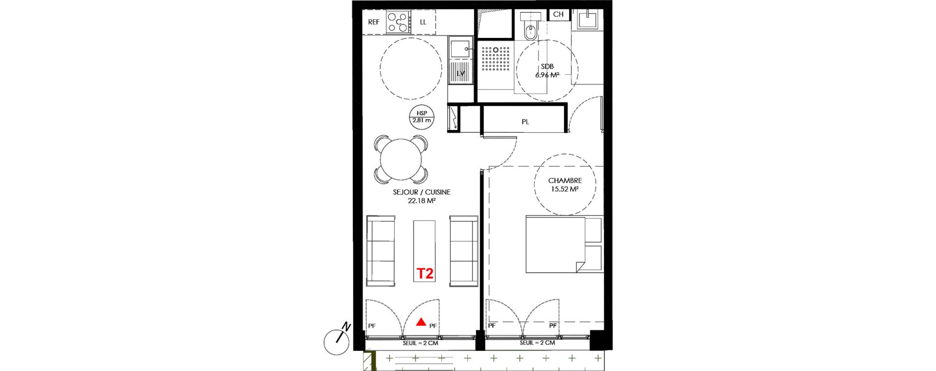 Appartement T2 de 44,66 m2 &agrave; Saint-Andr&eacute;-Lez-Lille Centre