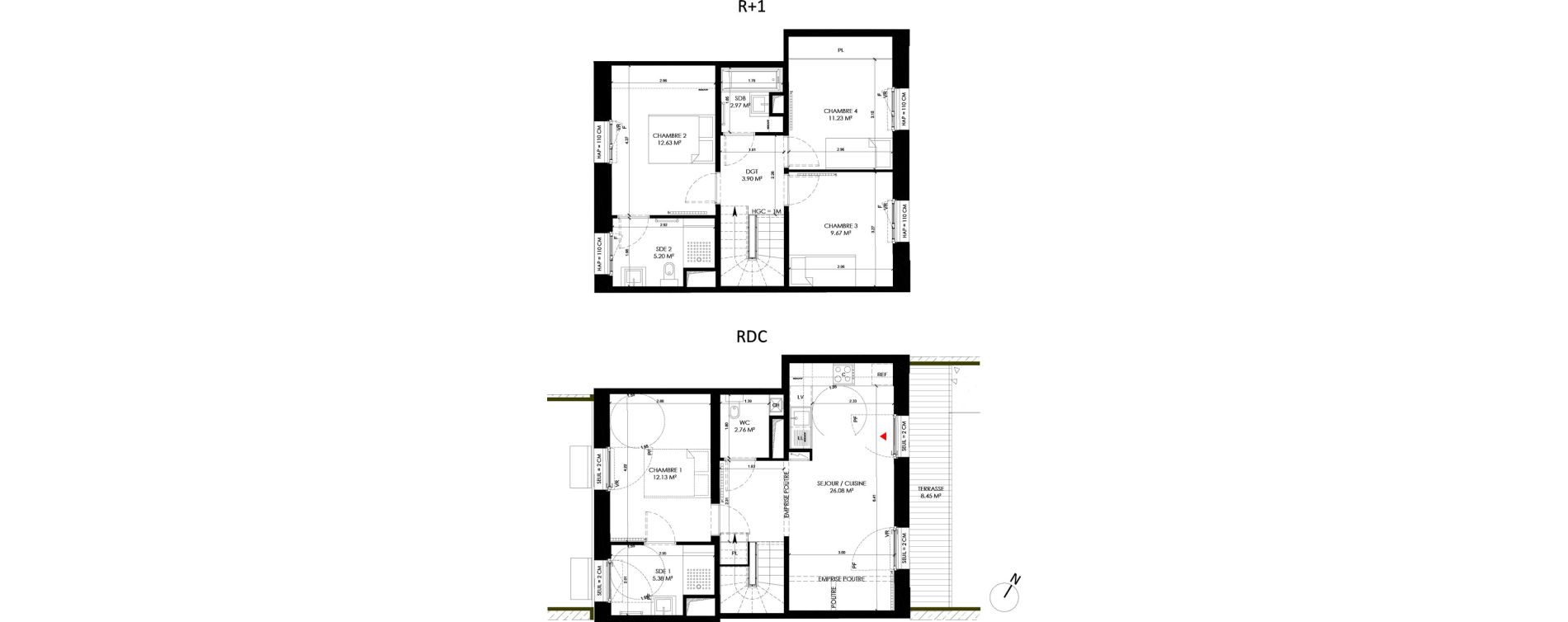 Appartement T5 de 91,95 m2 &agrave; Saint-Andr&eacute;-Lez-Lille Centre