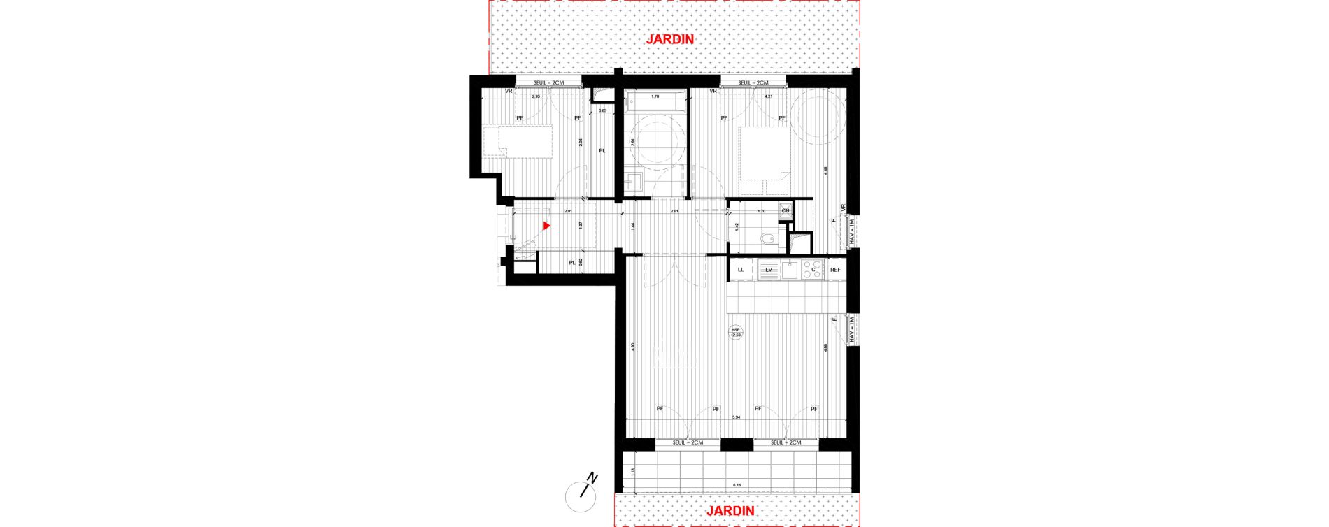 Appartement T3 de 69,59 m2 &agrave; Saint-Andr&eacute;-Lez-Lille Centre