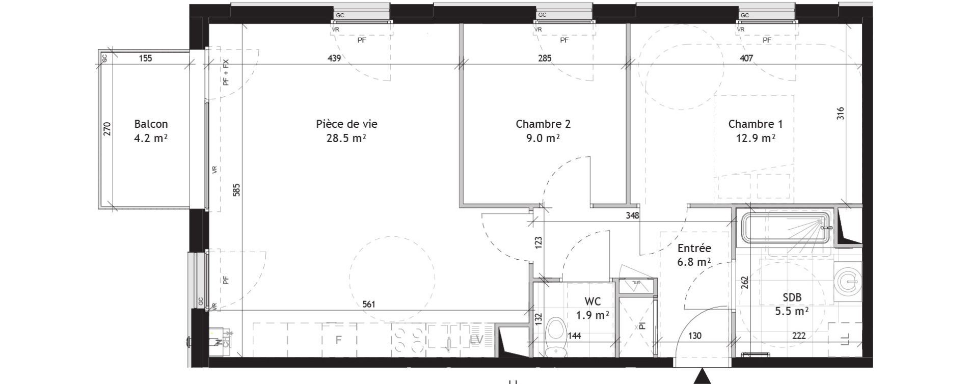 Appartement T3 de 64,60 m2 &agrave; Saint-Andr&eacute;-Lez-Lille Quai 22