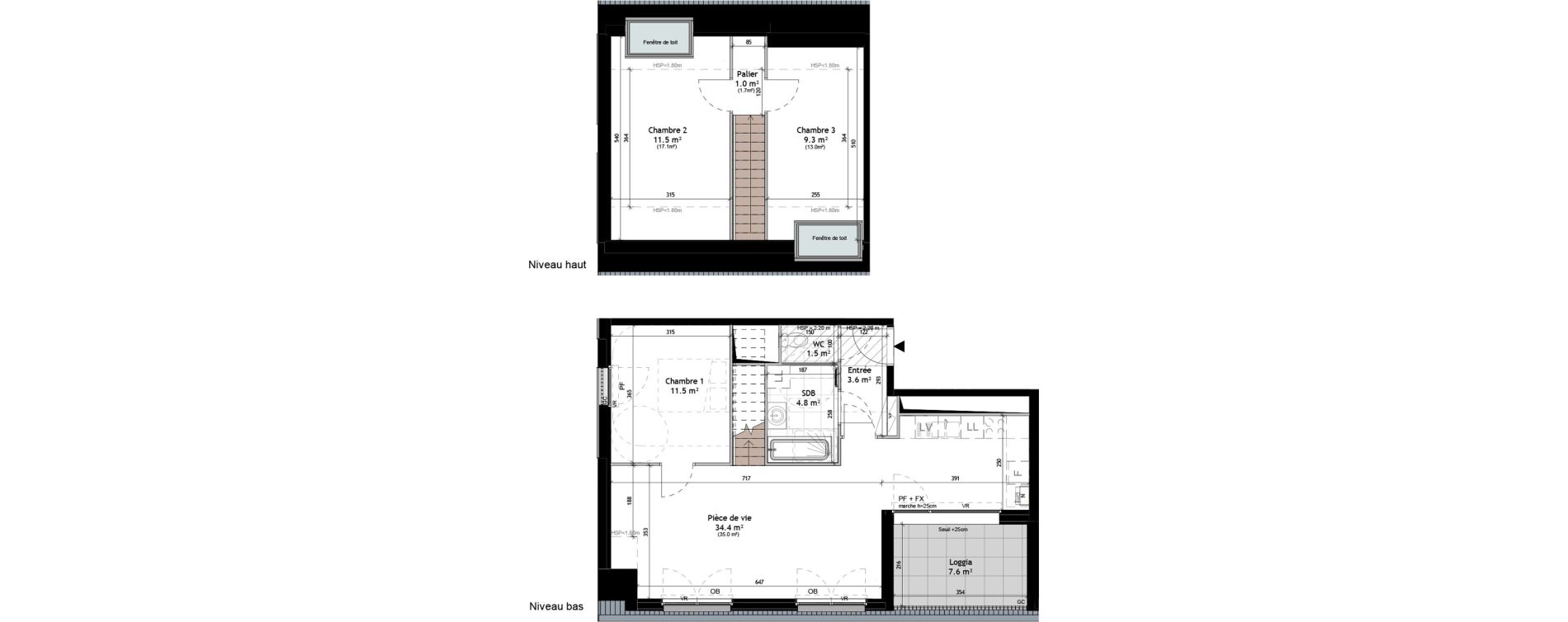 Duplex T4 de 77,60 m2 &agrave; Saint-Andr&eacute;-Lez-Lille Quai 22