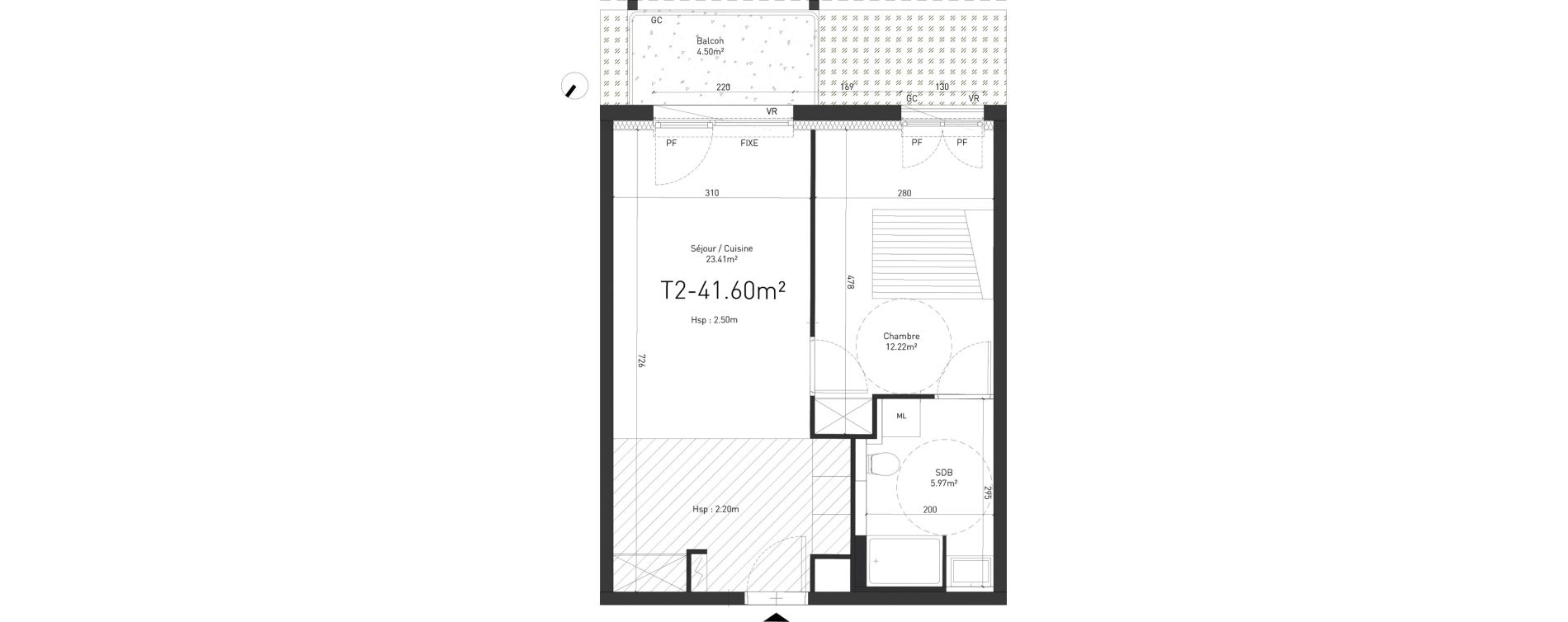 Appartement T2 de 41,60 m2 &agrave; Saint-Saulve Centre