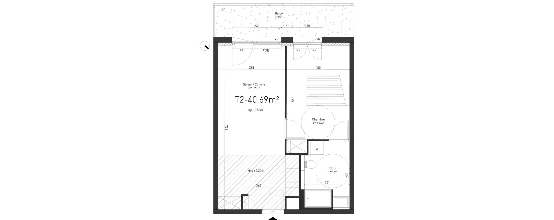 Appartement T2 de 40,69 m2 &agrave; Saint-Saulve Centre
