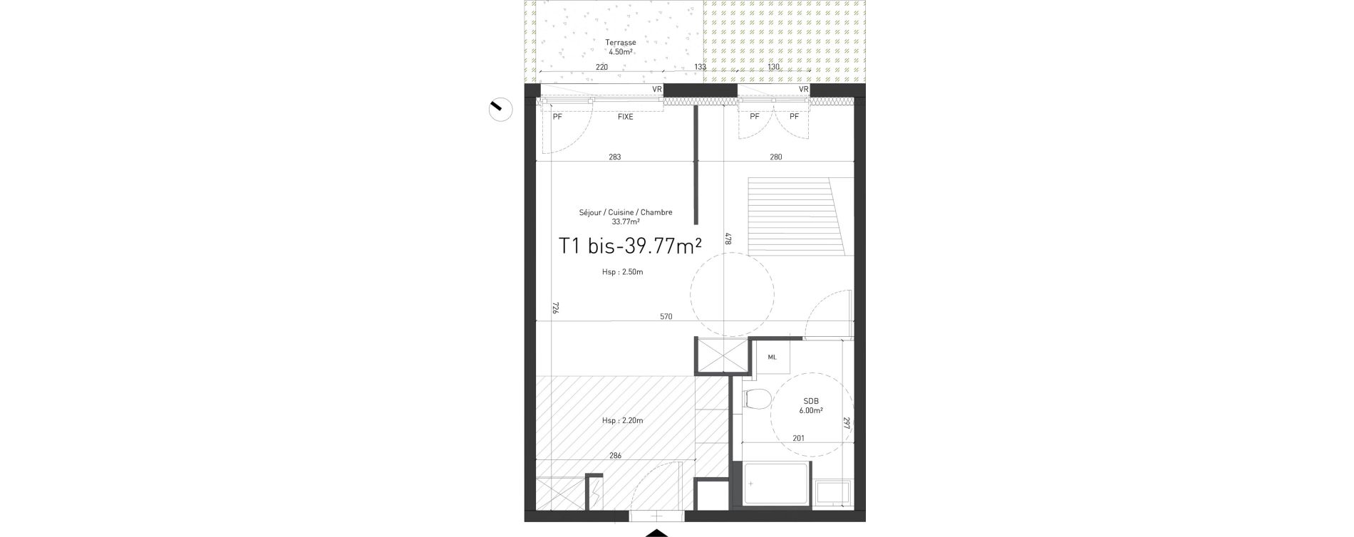 Appartement T1 de 39,77 m2 &agrave; Saint-Saulve Centre