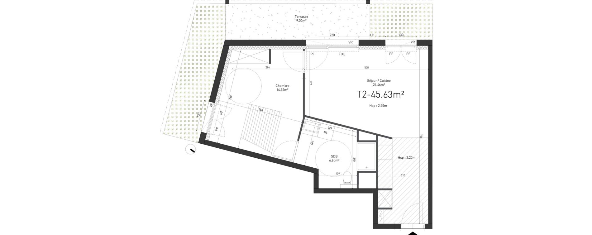 Appartement T2 de 45,63 m2 &agrave; Saint-Saulve Centre