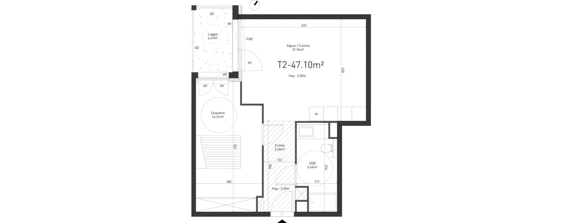 Appartement T2 de 47,10 m2 &agrave; Saint-Saulve Centre
