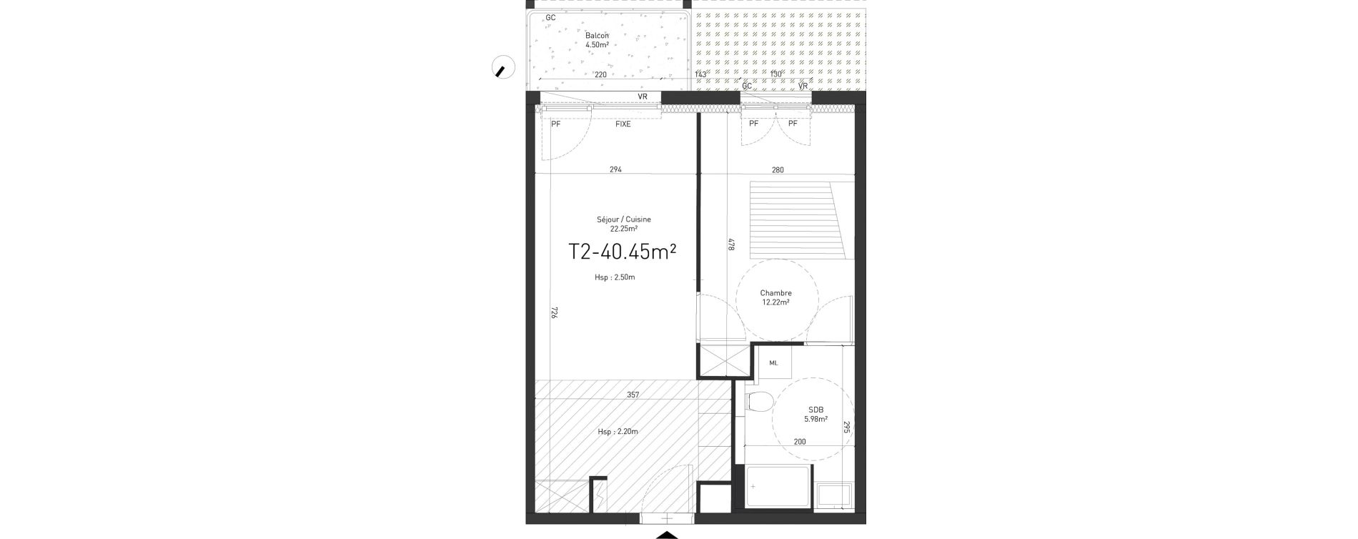Appartement T2 de 40,45 m2 &agrave; Saint-Saulve Centre