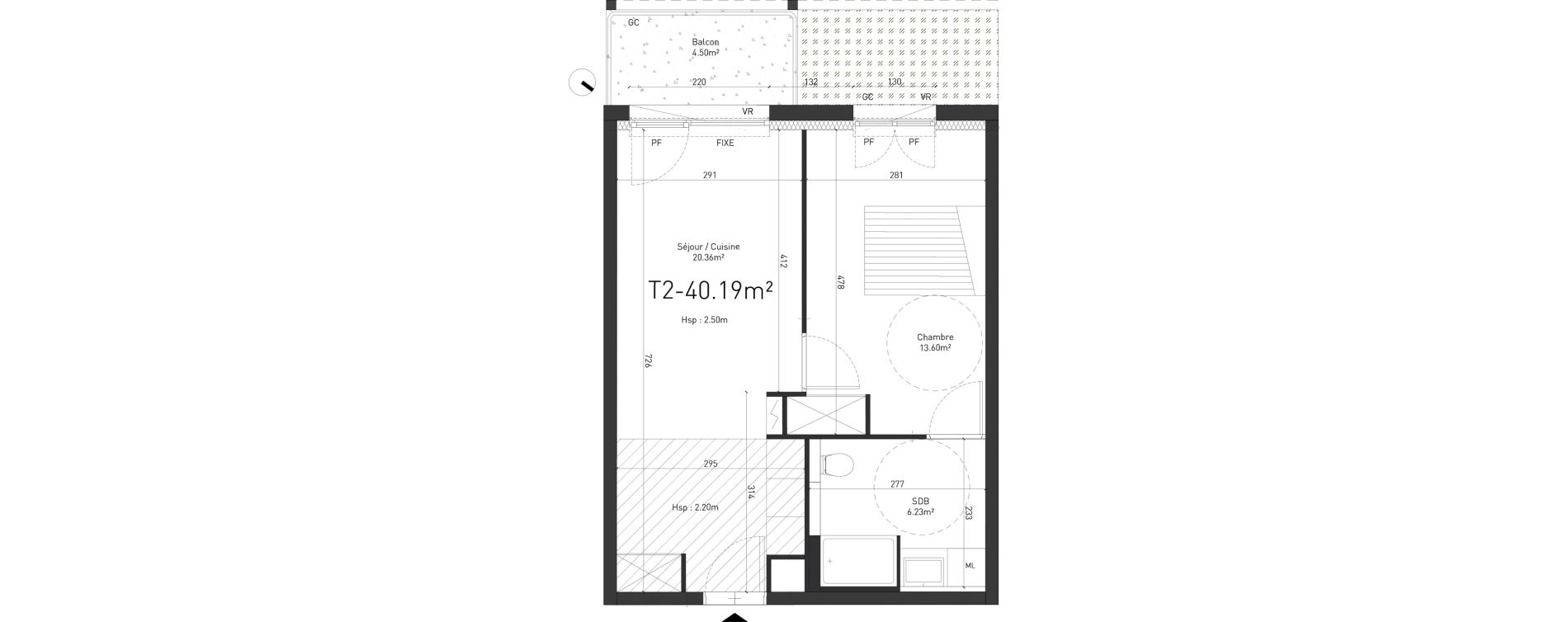 Appartement T2 de 40,19 m2 &agrave; Saint-Saulve Centre