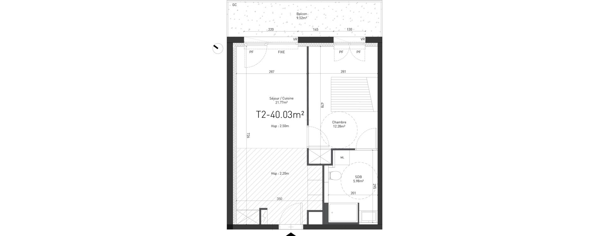 Appartement T2 de 40,03 m2 &agrave; Saint-Saulve Centre
