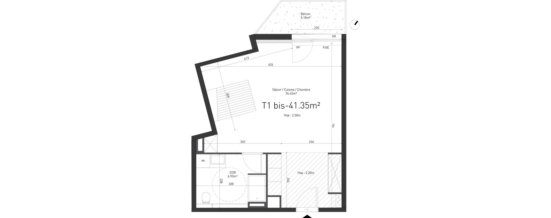 Appartement T1 de 41,35 m2 &agrave; Saint-Saulve Centre