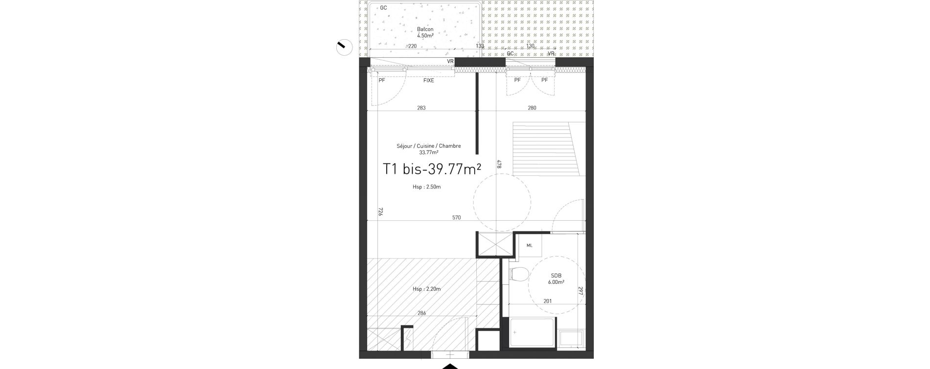 Appartement T1 de 39,77 m2 &agrave; Saint-Saulve Centre