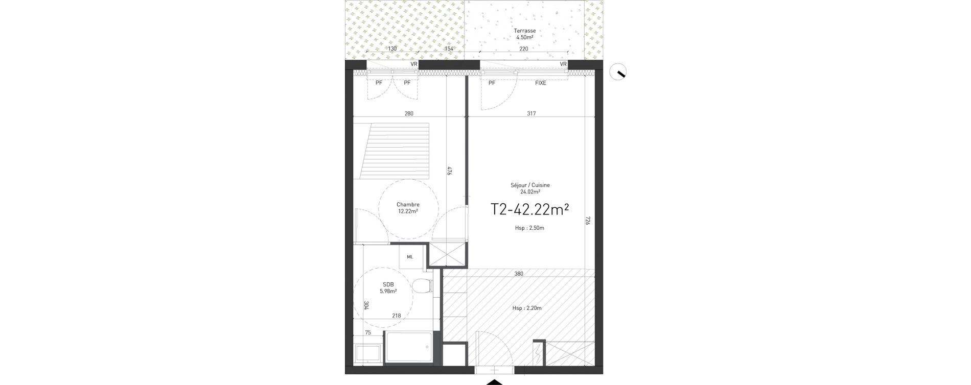 Appartement T2 de 42,22 m2 &agrave; Saint-Saulve Centre