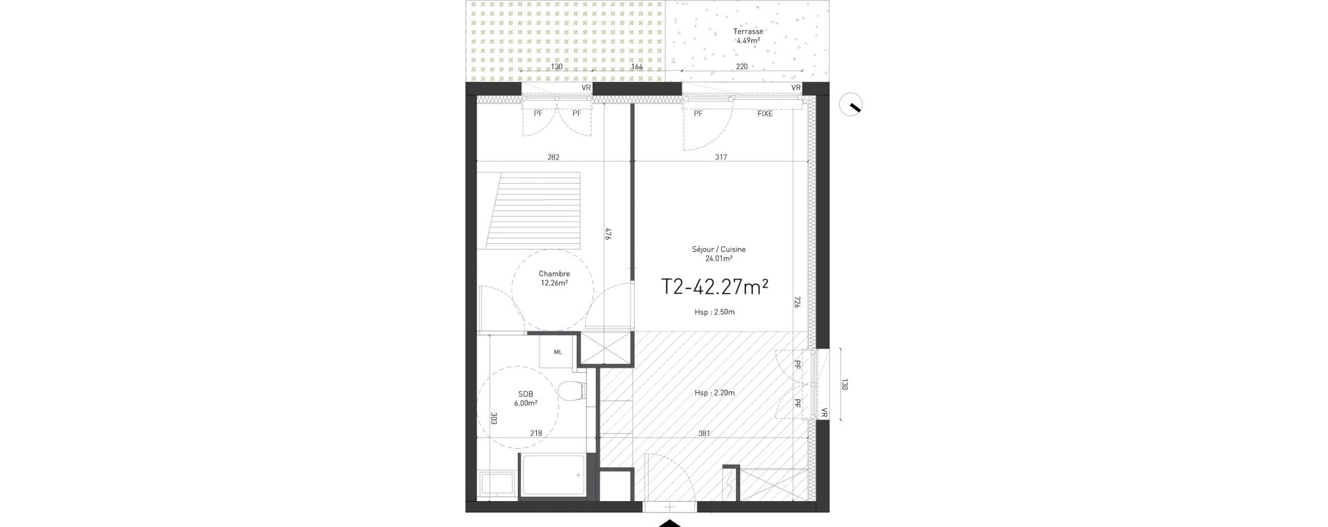 Appartement T2 de 42,27 m2 &agrave; Saint-Saulve Centre